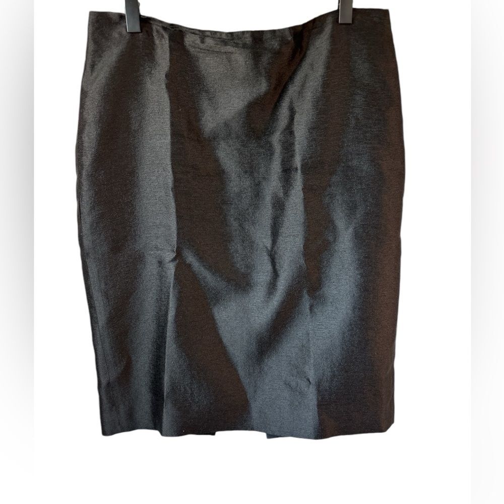 DANA BUCHMAN 100% Silk Skirt Black Fully Lined Size 8. Bow, Formal, Pencil